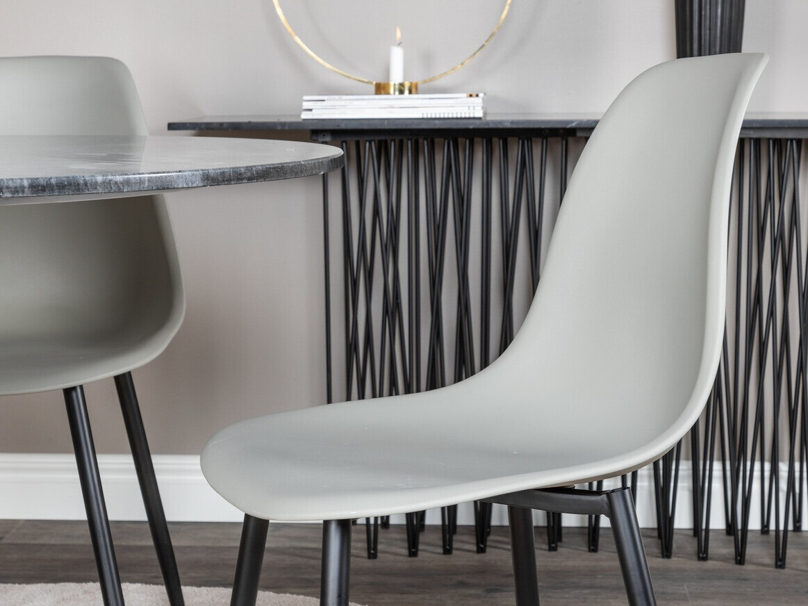 Salle à manger complète Dallas 1214 (Gris + Noir)