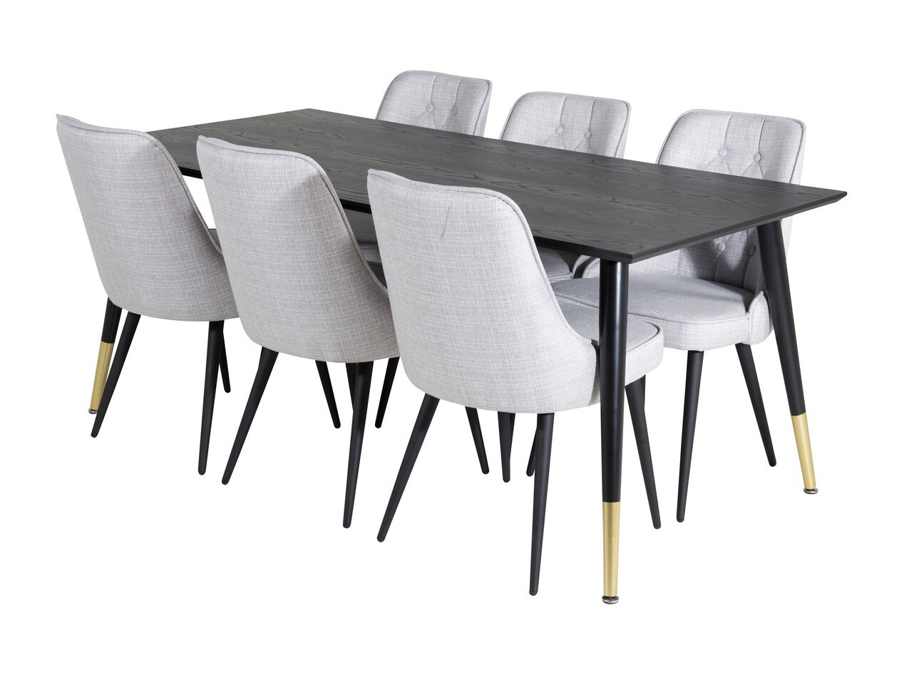 Salle à manger complète Dallas 1256 (Gris + Noir)