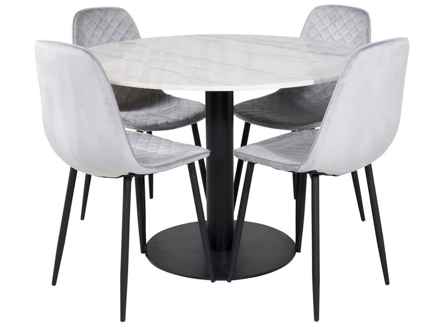 Salle à manger complète Dallas 1302 (Gris + Noir)
