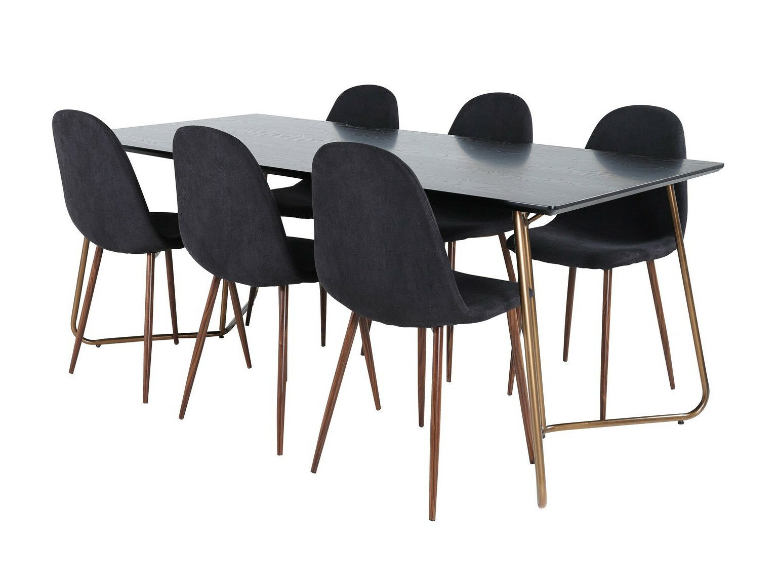 Salle à manger complète Dallas 2713 (Noir + Noyer)