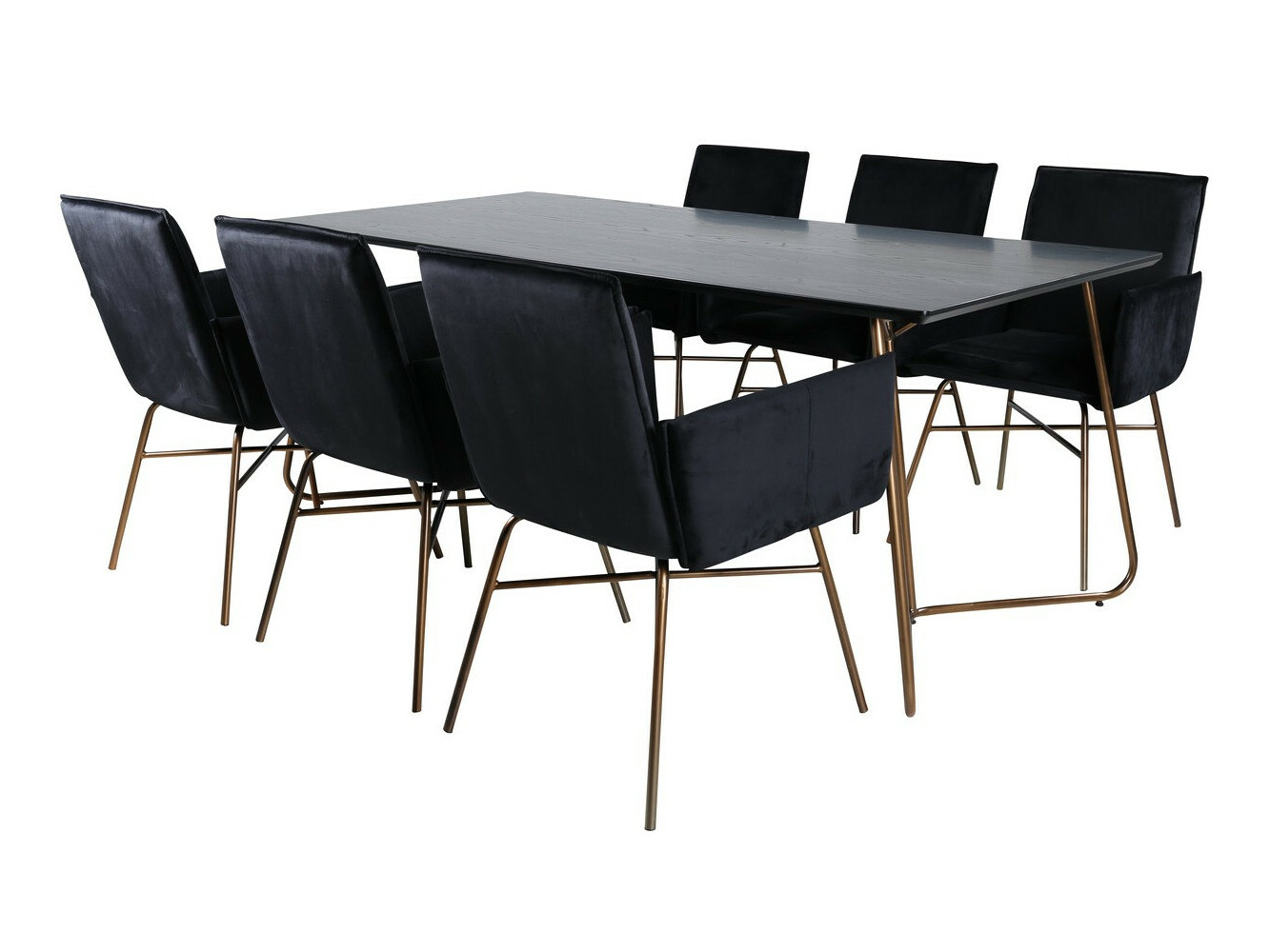 Salle à manger complète Dallas 2718 (Noir + Cuivre)