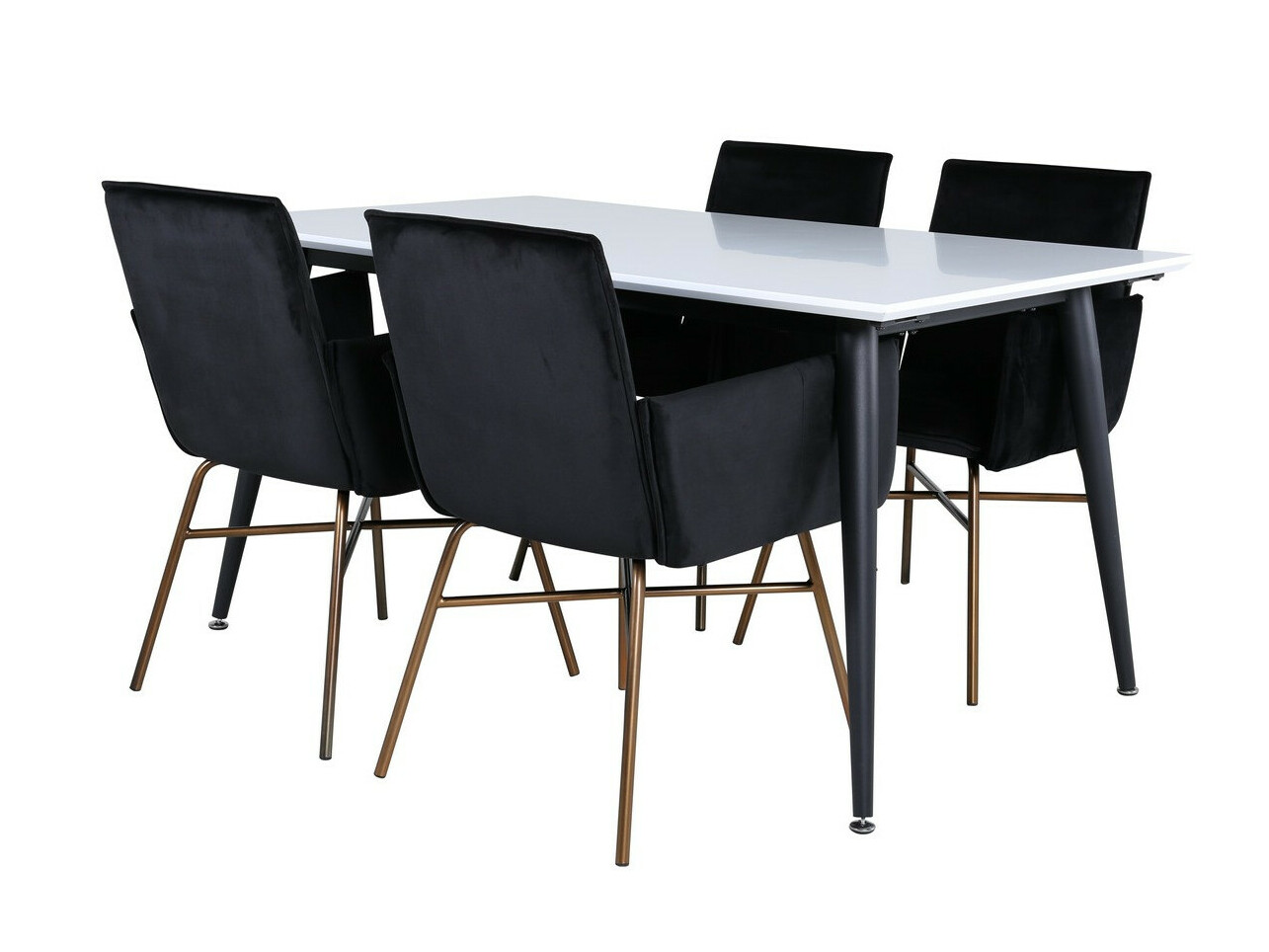 Salle à manger complète Dallas 2734 (Noir + Cuivre)