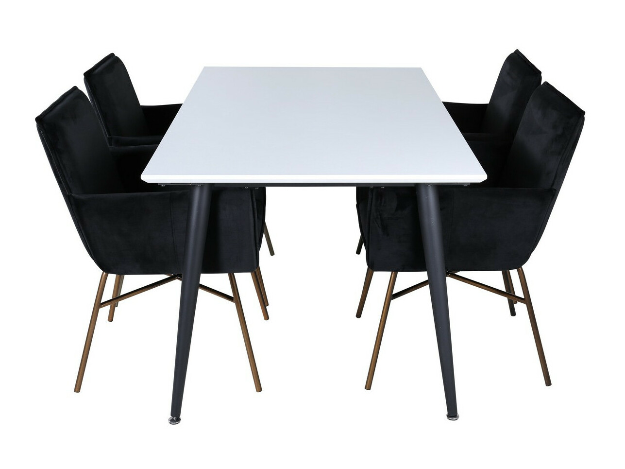 Salle à manger complète Dallas 2734 (Noir + Cuivre)