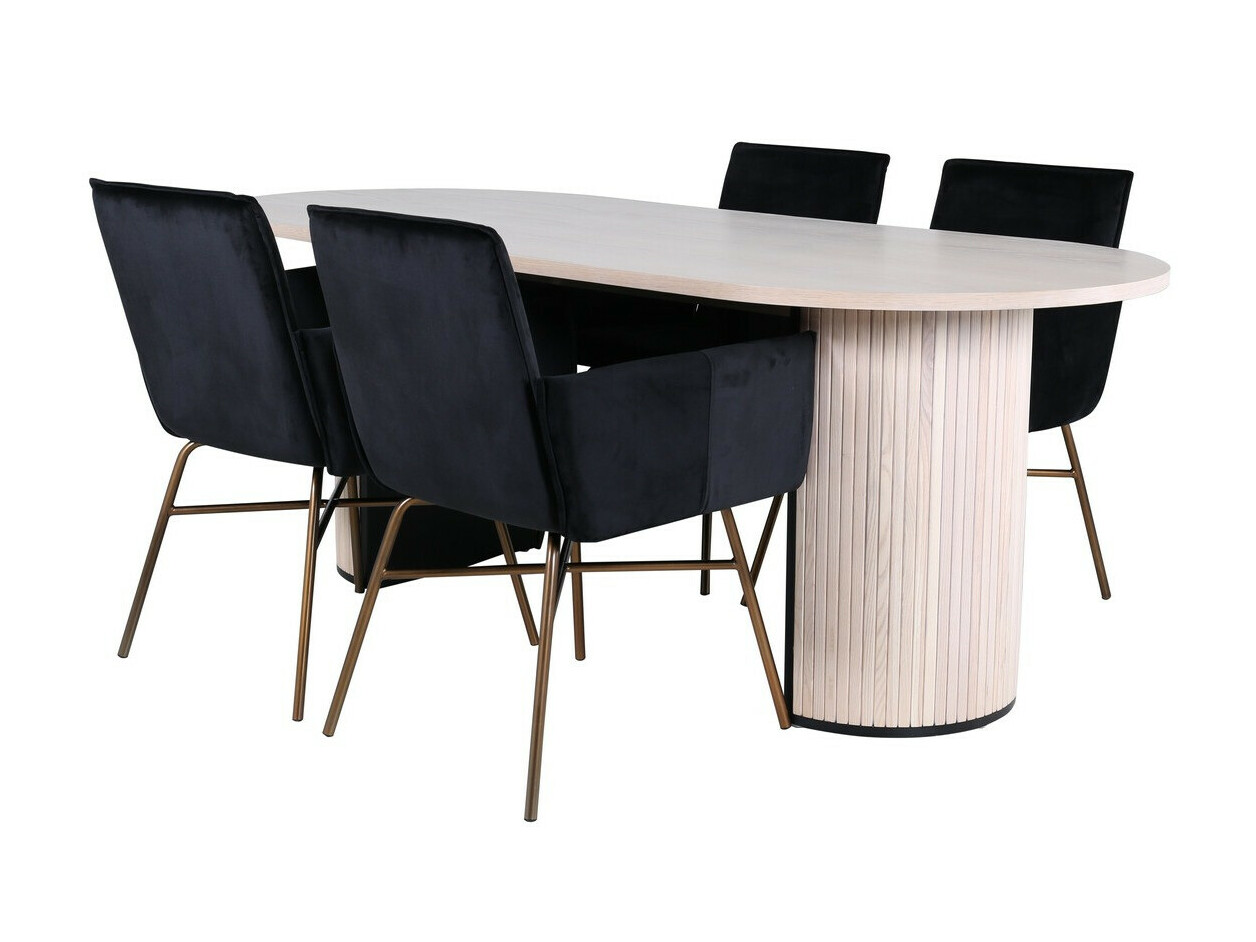 Salle à manger complète Dallas 2751 (Noir + Cuivre)