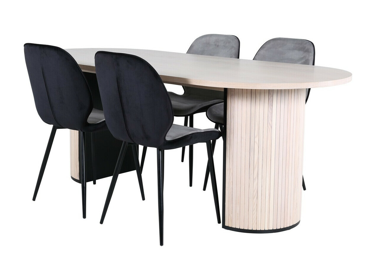 Salle à manger complète Dallas 2763 (Brun clair + Noir)