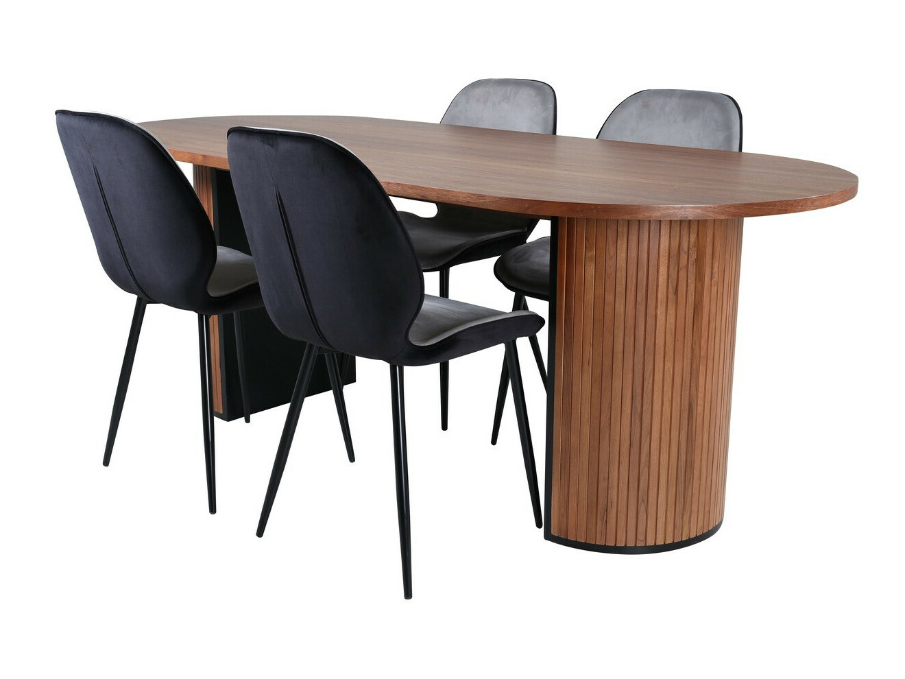 Salle à manger complète Dallas 2763 (Noyer + Noir)