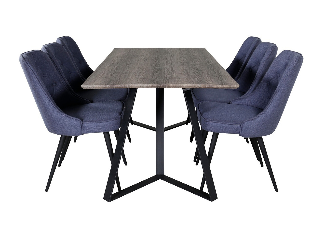 Salle à manger complète Dallas 1347 (Bleu + Noir)