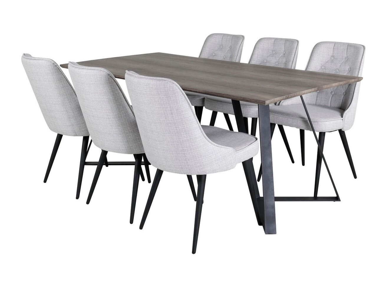 Salle à manger complète Dallas 1347 (Gris + Noir)