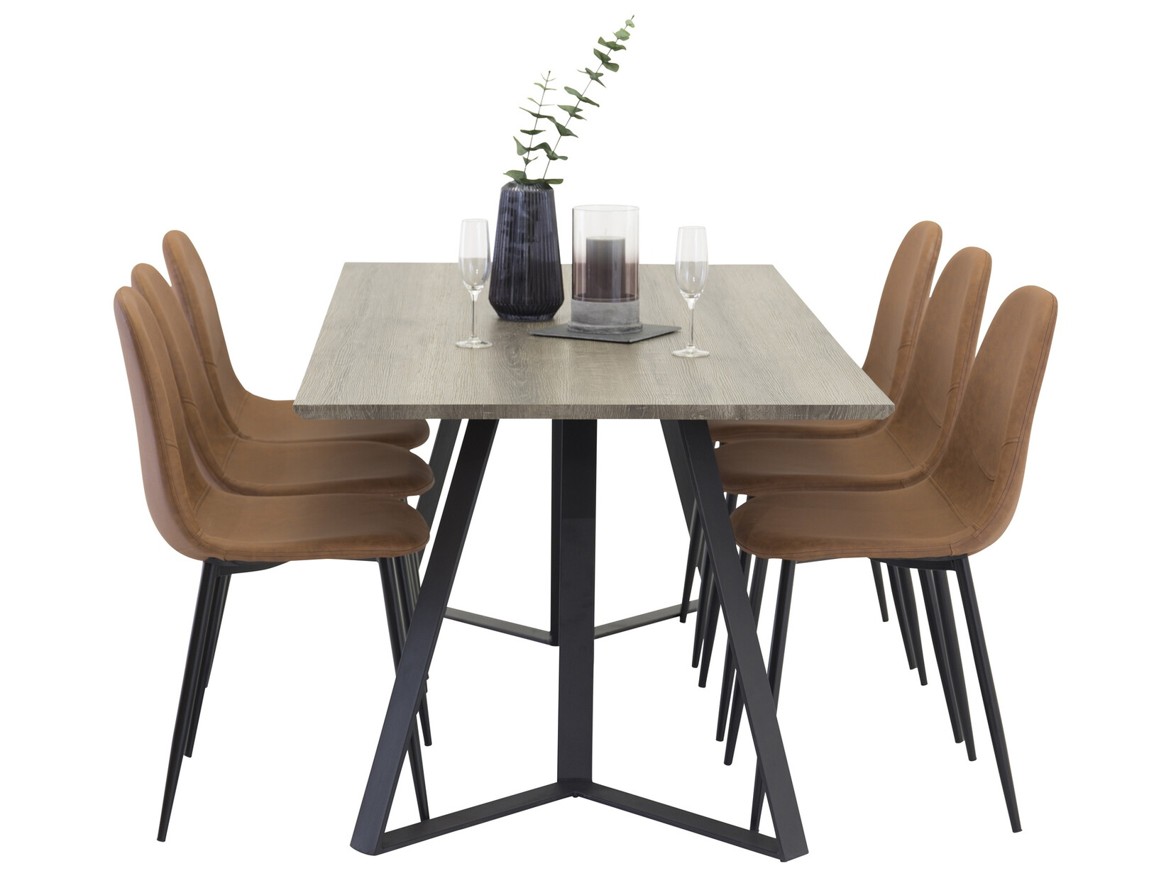Salle à manger complète Dallas 1353 (Marron + Noir)