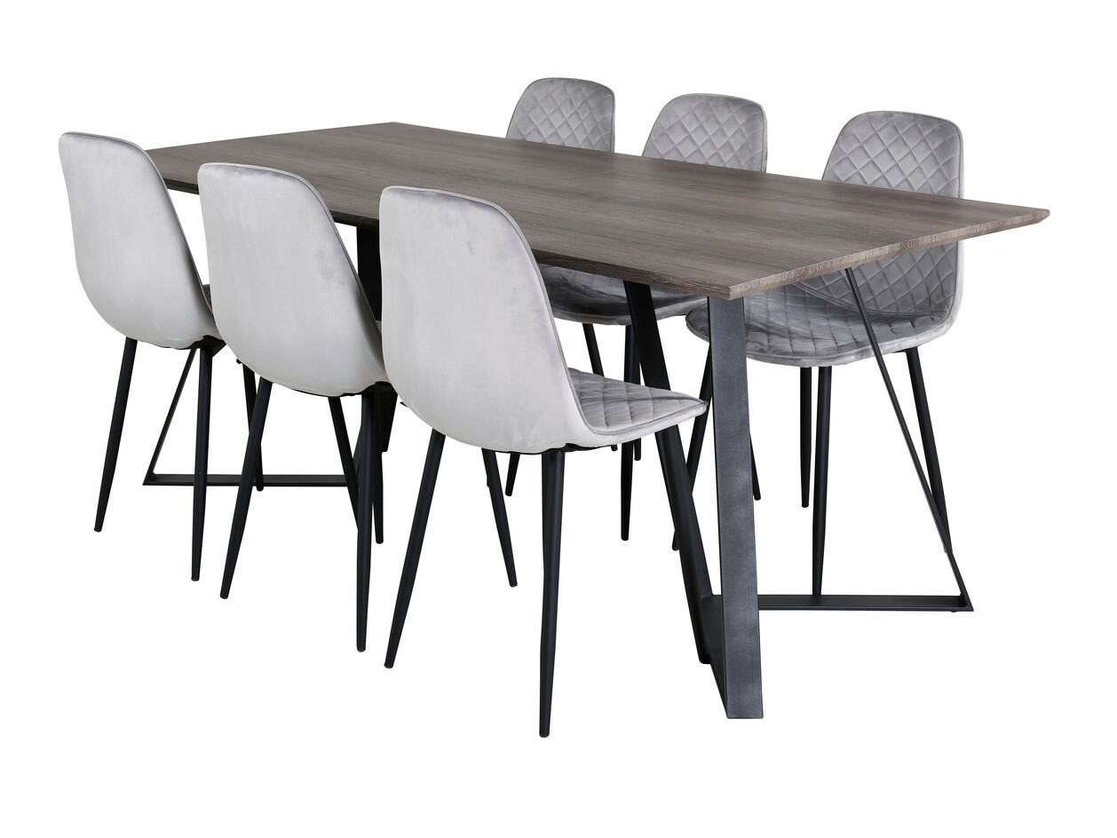 Salle à manger complète Dallas 1357 (Gris + Noir)