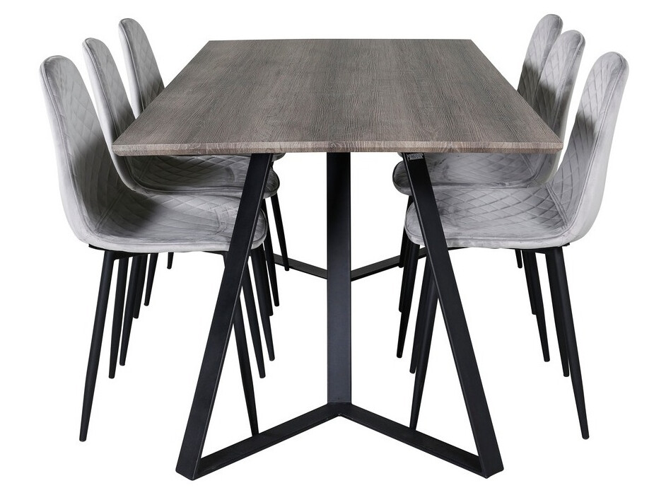 Salle à manger complète Dallas 1357 (Gris + Noir)