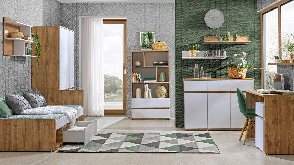 Commode Evaropha 105 (Chêne wotan + Blanc)
