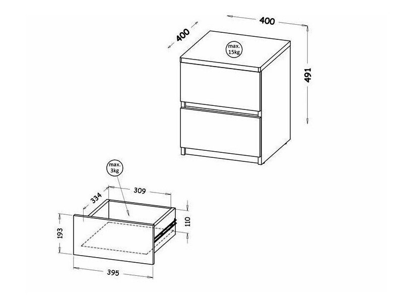 Table de chevet Evaropha 109 (Blanc)