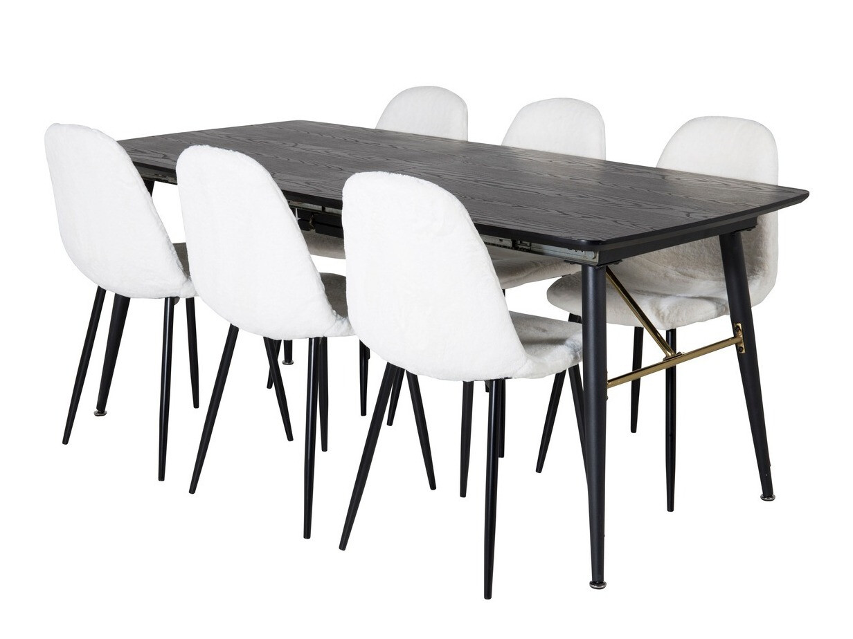 Salle à manger complète Dallas 1443 (Blanc + Noir)