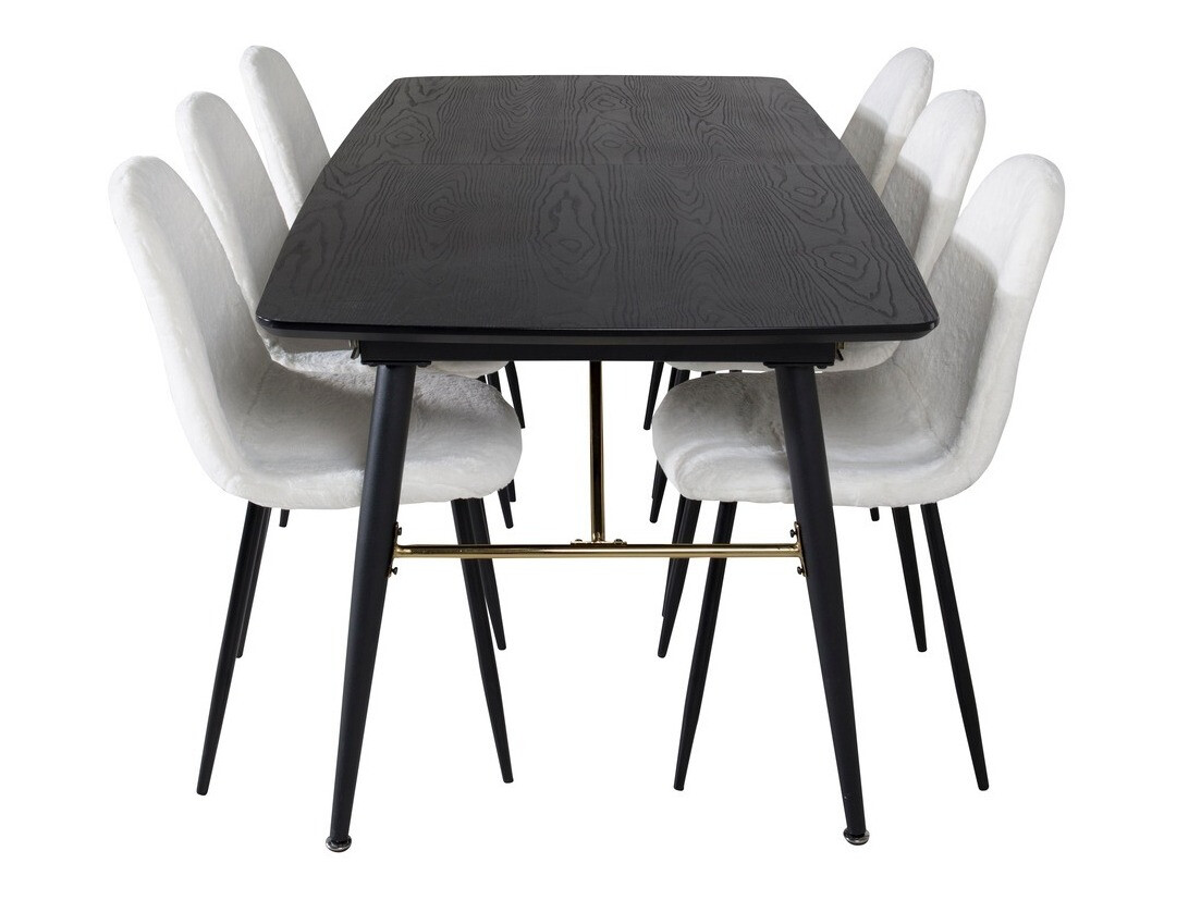 Salle à manger complète Dallas 1443 (Blanc + Noir)