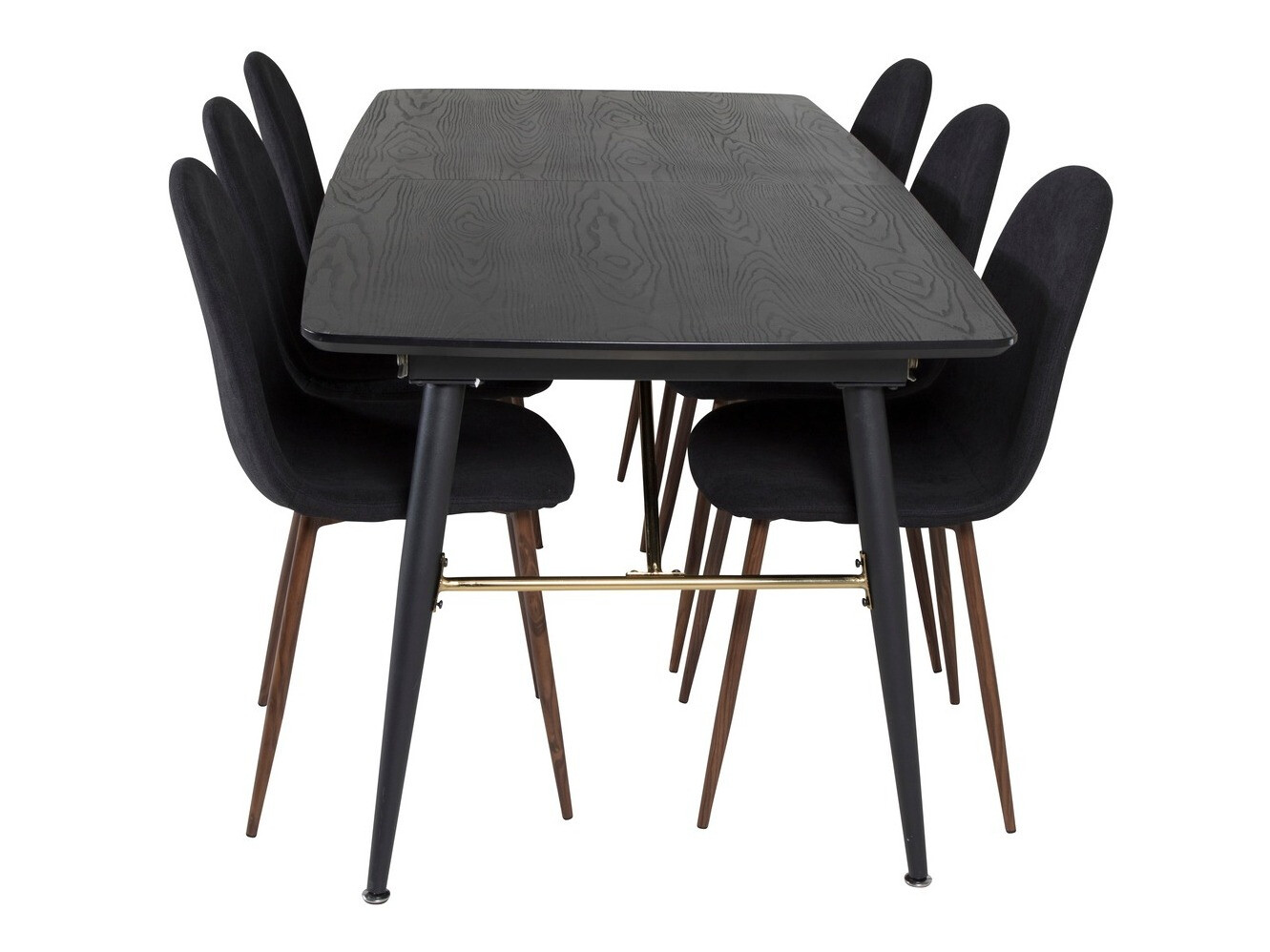 Salle à manger complète Dallas 1443 (Noir + Noix)