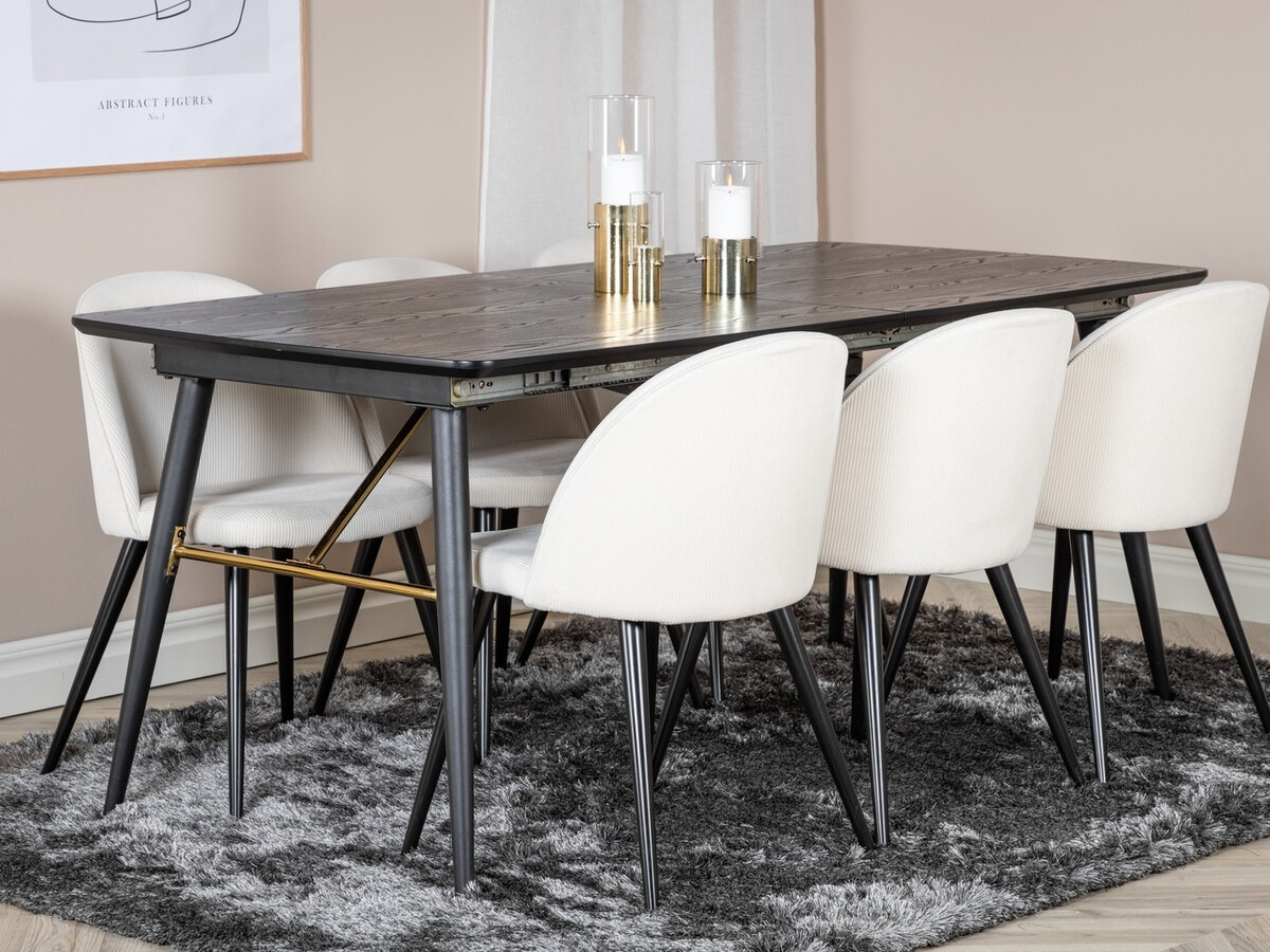 Salle à manger complète Dallas 1447 (Beige + Noir)