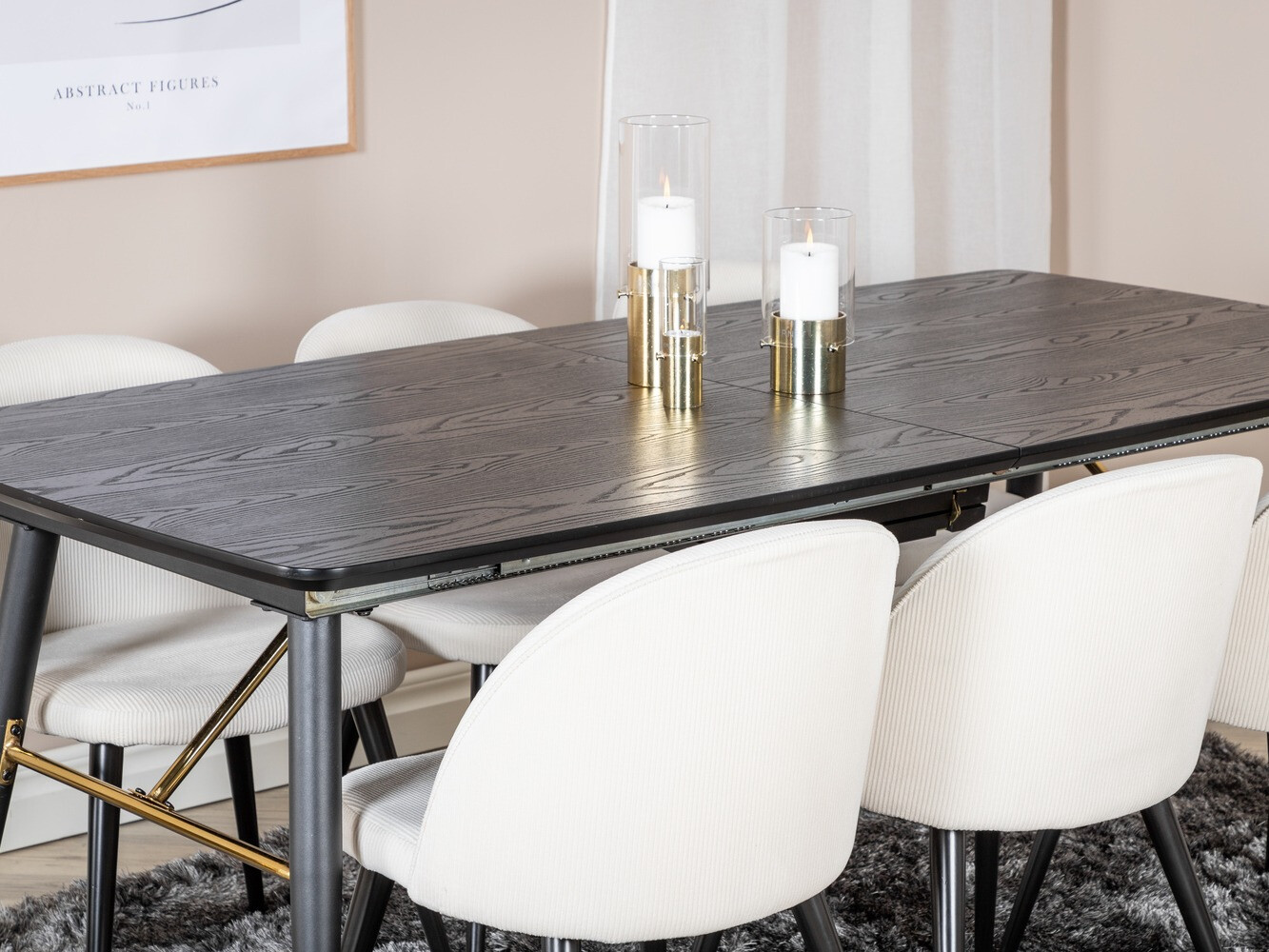Salle à manger complète Dallas 1447 (Beige + Noir)