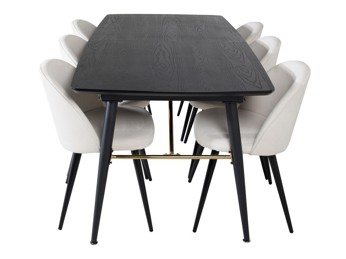 Salle à manger complète Dallas 1447 (Beige + Noir)