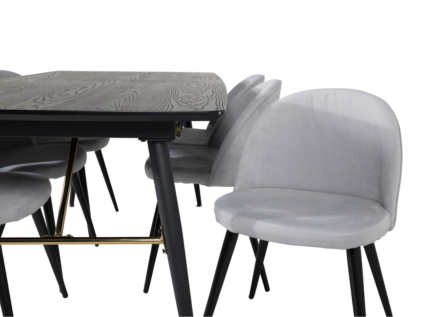 Salle à manger complète Dallas 1447 (Gris clair + Noir)