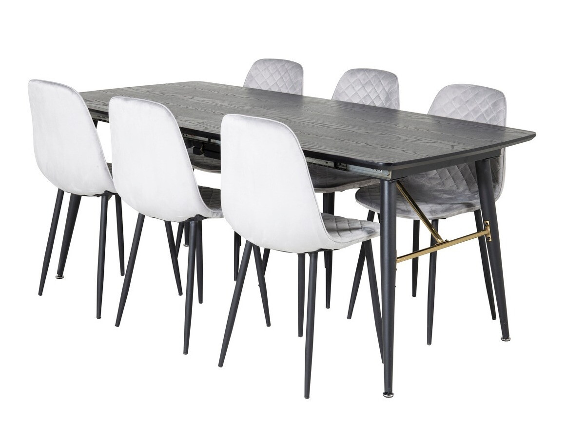 Salle à manger complète Dallas 1448 (Gris + Noir)