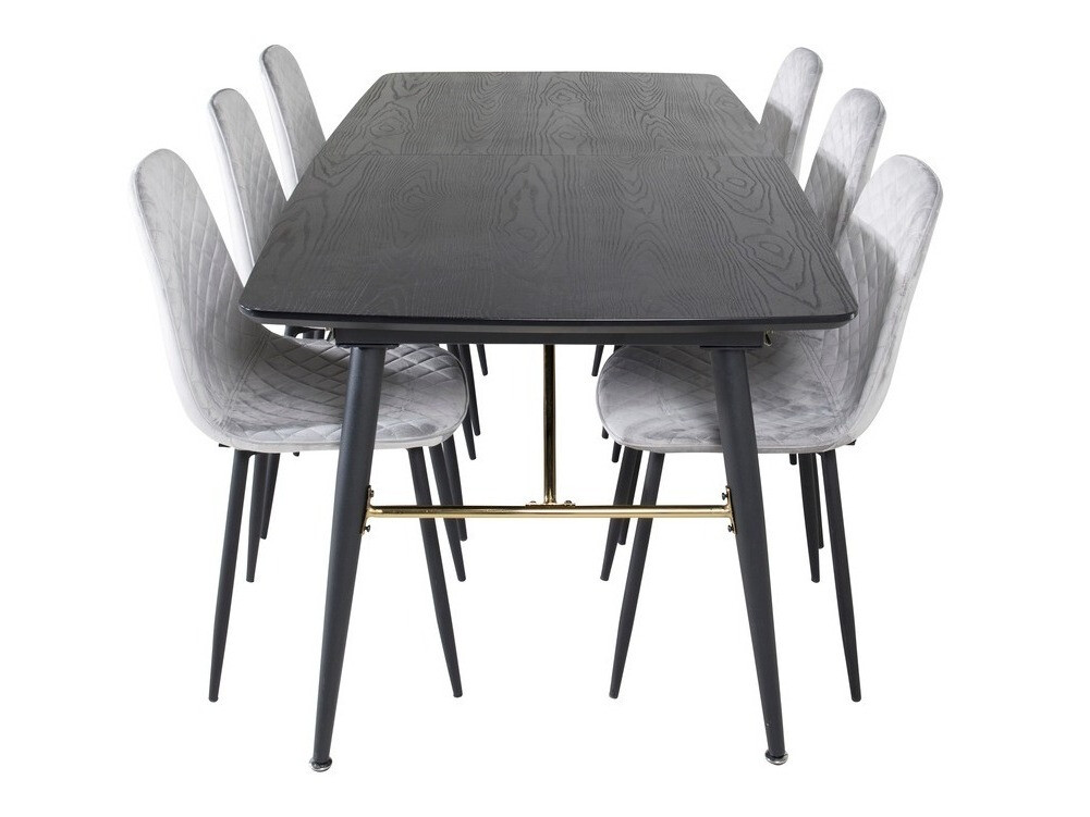 Salle à manger complète Dallas 1448 (Gris + Noir)