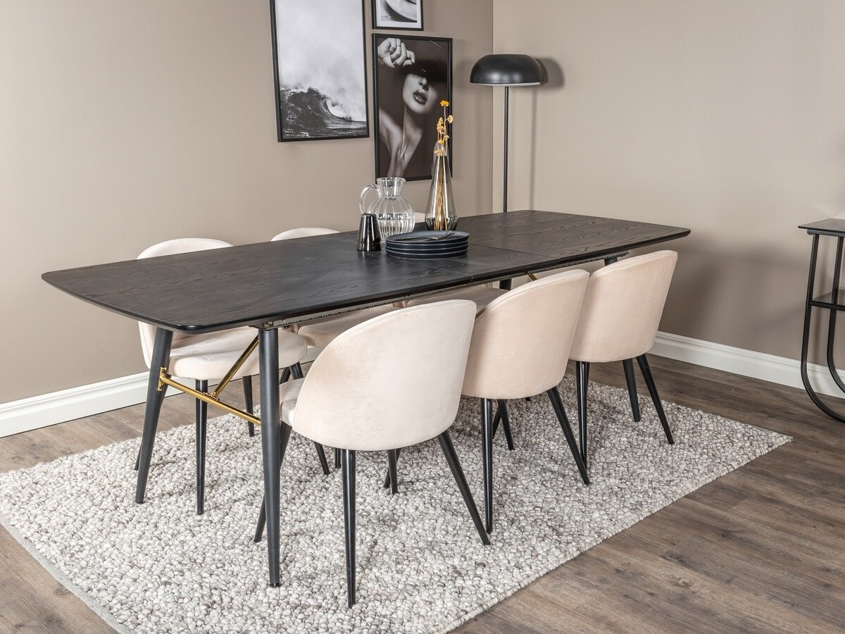 Salle à manger complète Dallas 1449 (Beige + Noir)