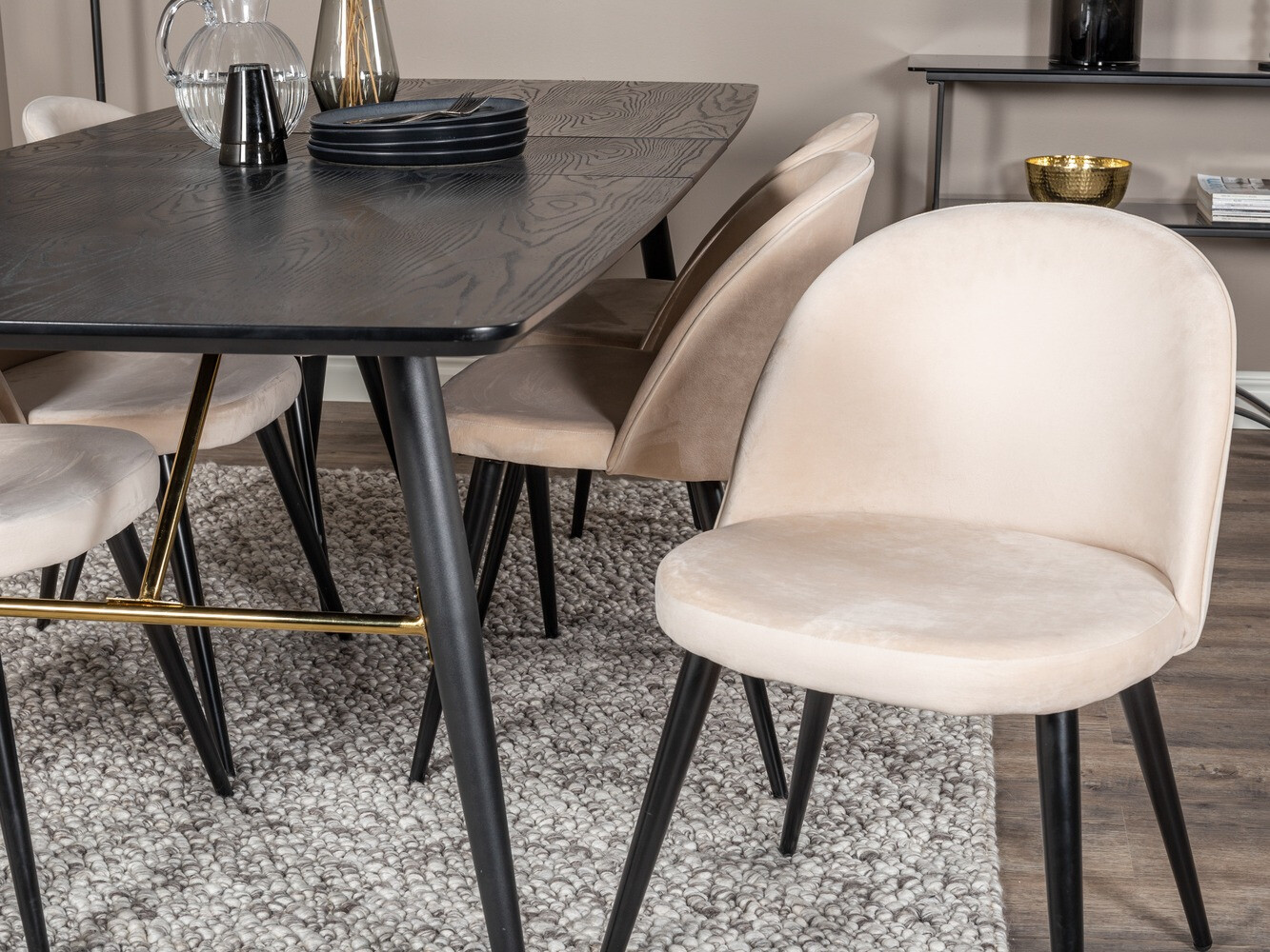 Salle à manger complète Dallas 1449 (Beige + Noir)