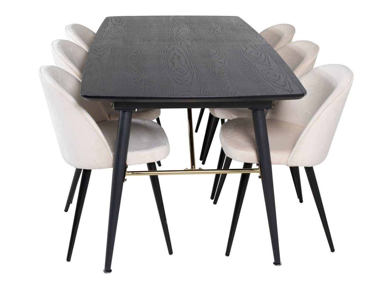 Salle à manger complète Dallas 1449 (Beige + Noir)