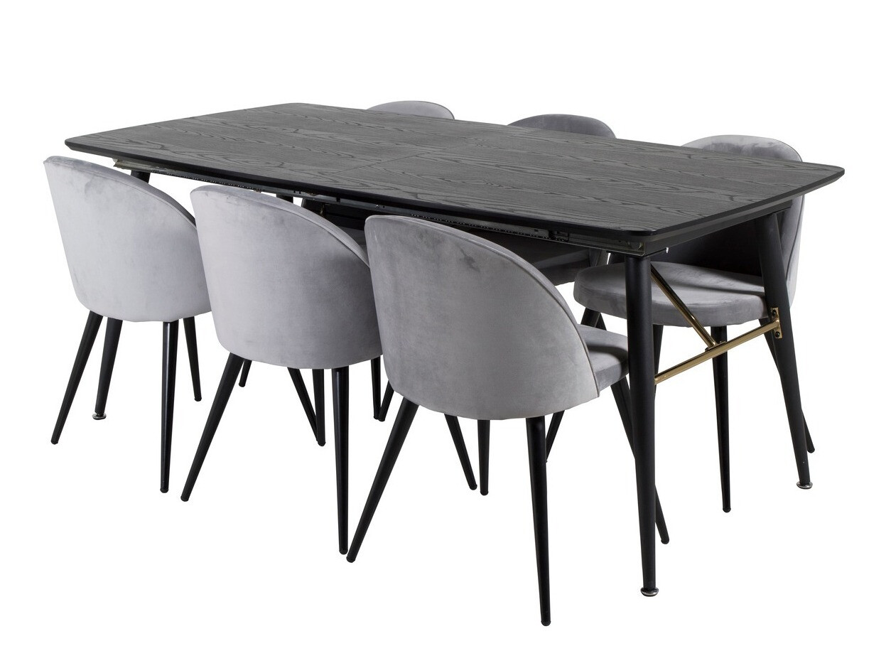 Salle à manger complète Dallas 1449 (Gris clair + Noir)