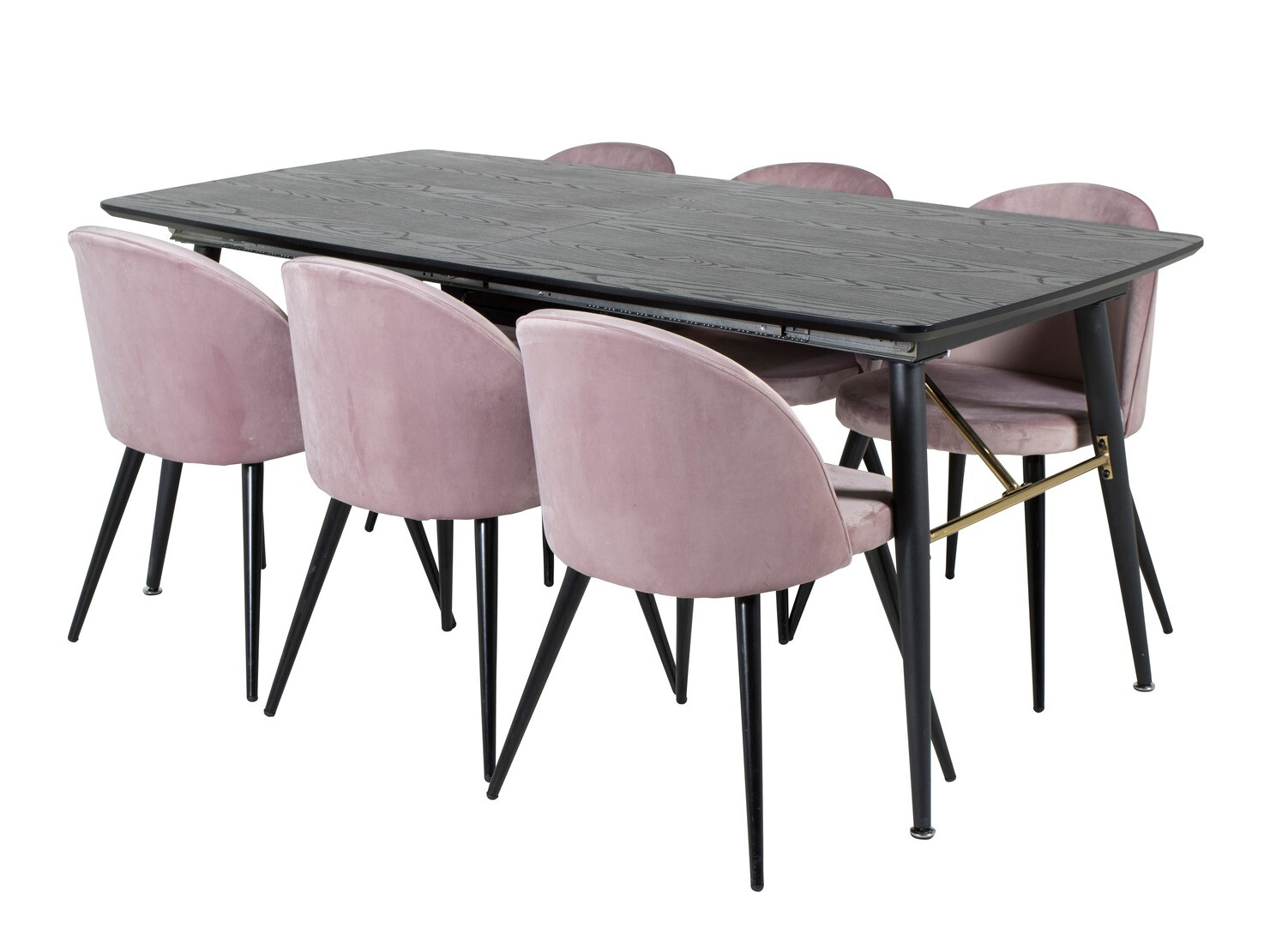 Salle à manger complète Dallas 1449 (Rose + Noir)