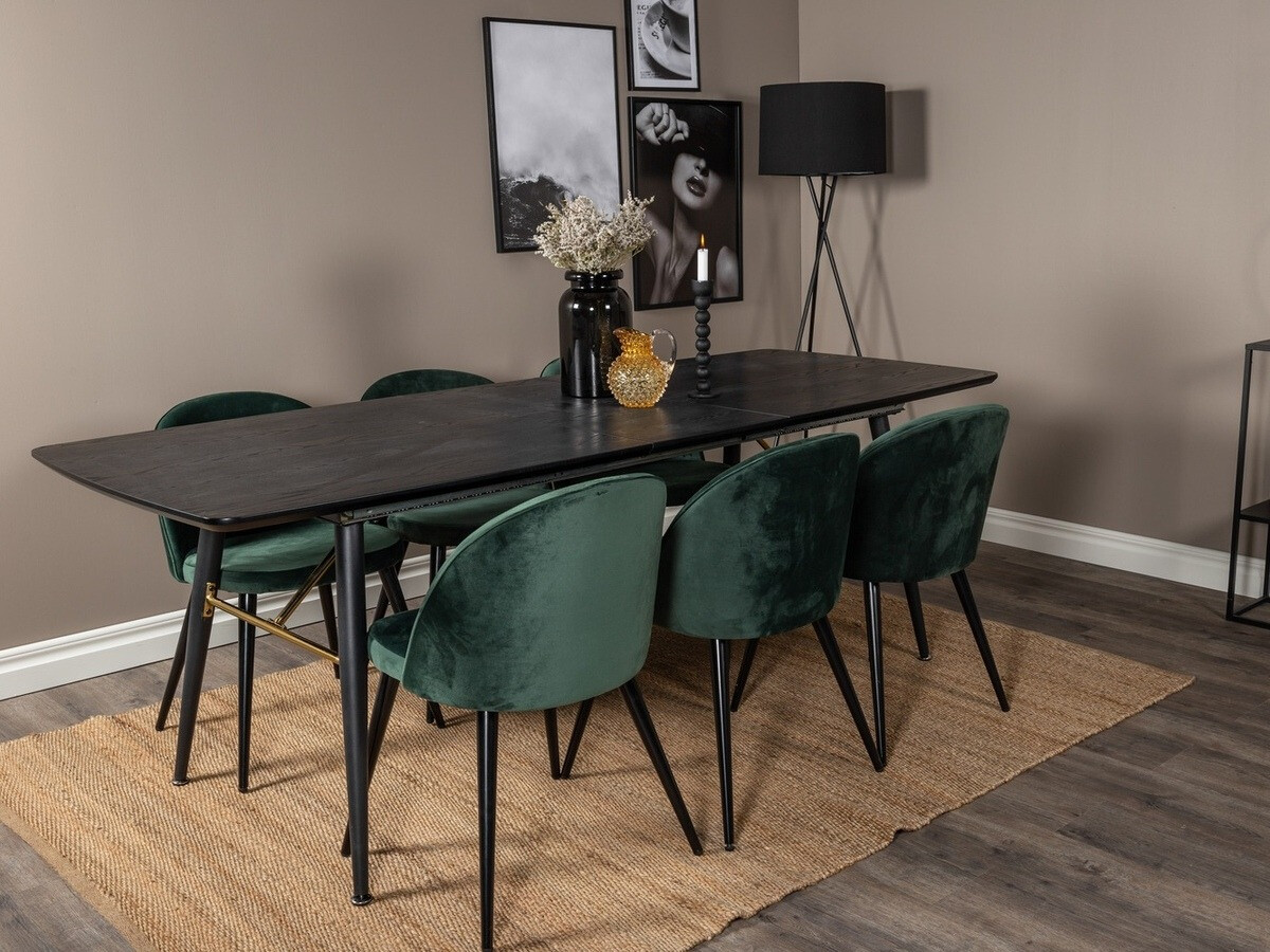 Salle à manger complète Dallas 1449 (Vert + Noir)