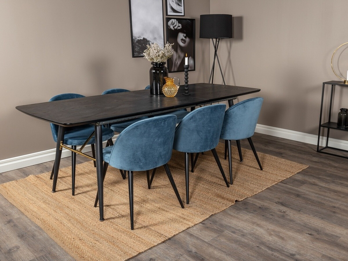 Salle à manger complète Dallas 1449 (Bleu + Noir)