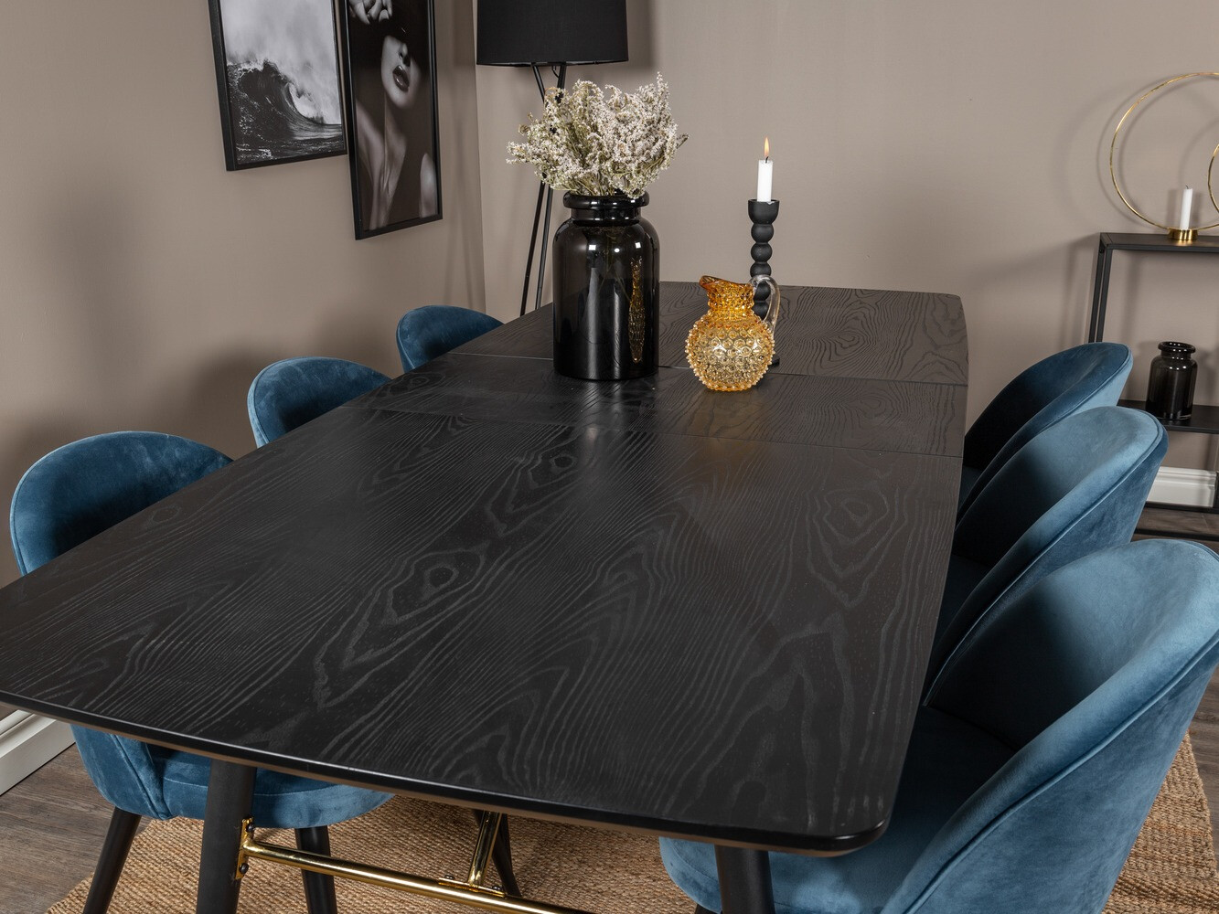 Salle à manger complète Dallas 1449 (Bleu + Noir)