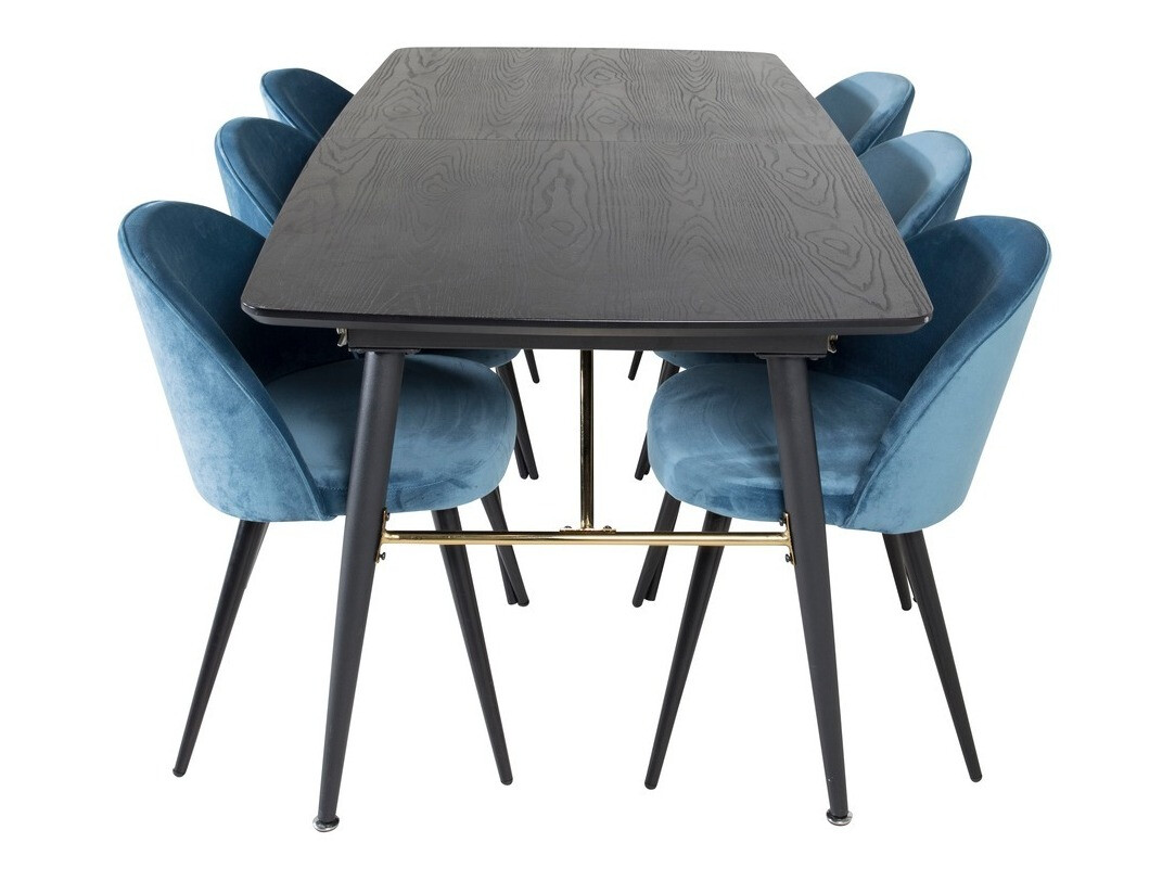 Salle à manger complète Dallas 1449 (Bleu + Noir)