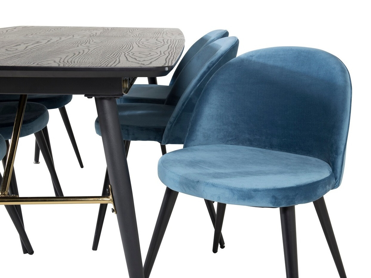 Salle à manger complète Dallas 1449 (Bleu + Noir)