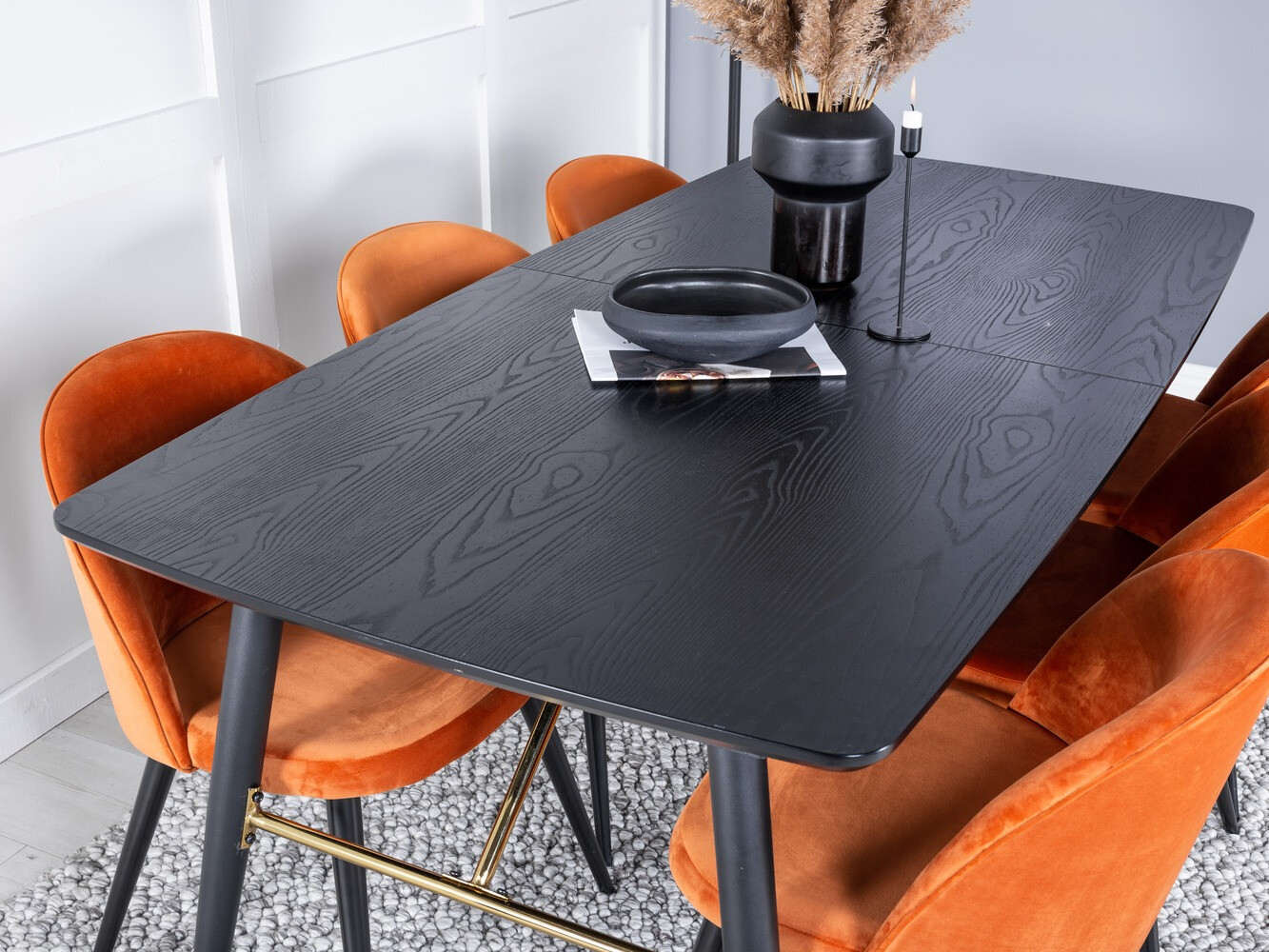 Salle à manger complète Dallas 1449 (Orange + Noir)