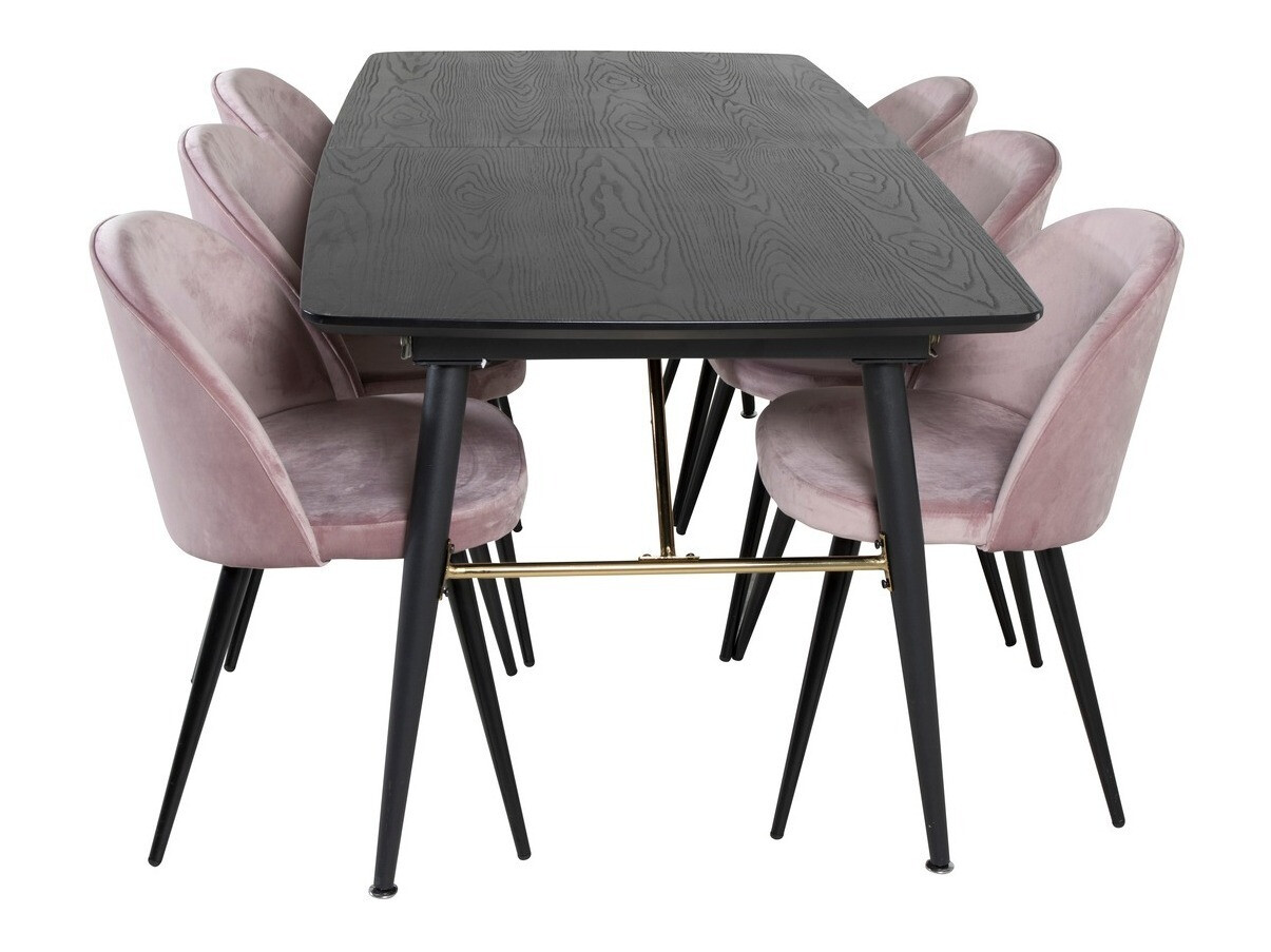 Salle à manger complète Dallas 1449 (Rose + Noir)