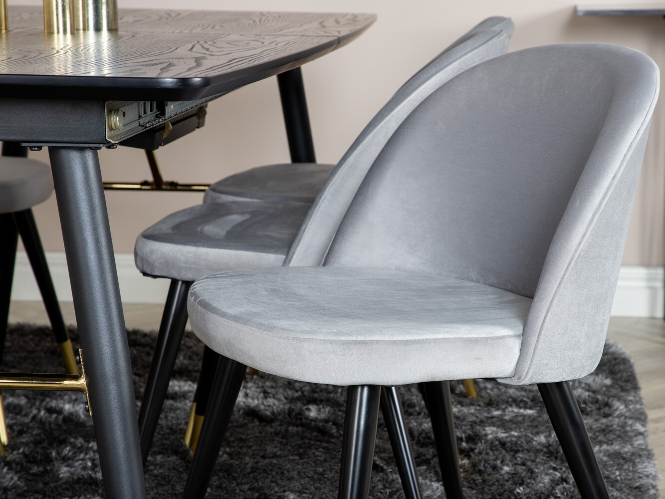 Salle à manger complète Dallas 1451 (Gris clair + Noir)