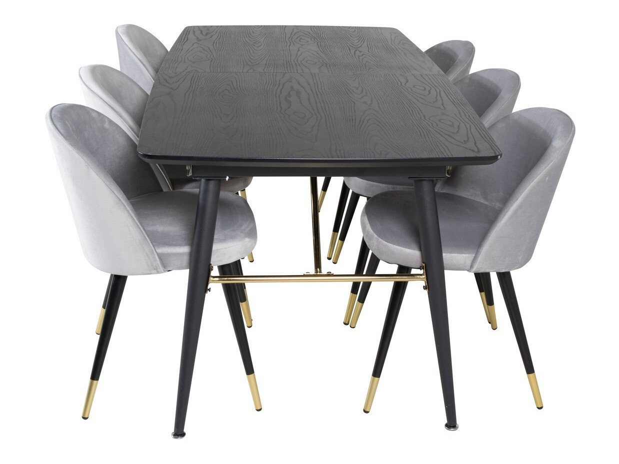 Salle à manger complète Dallas 1451 (Gris clair + Noir)