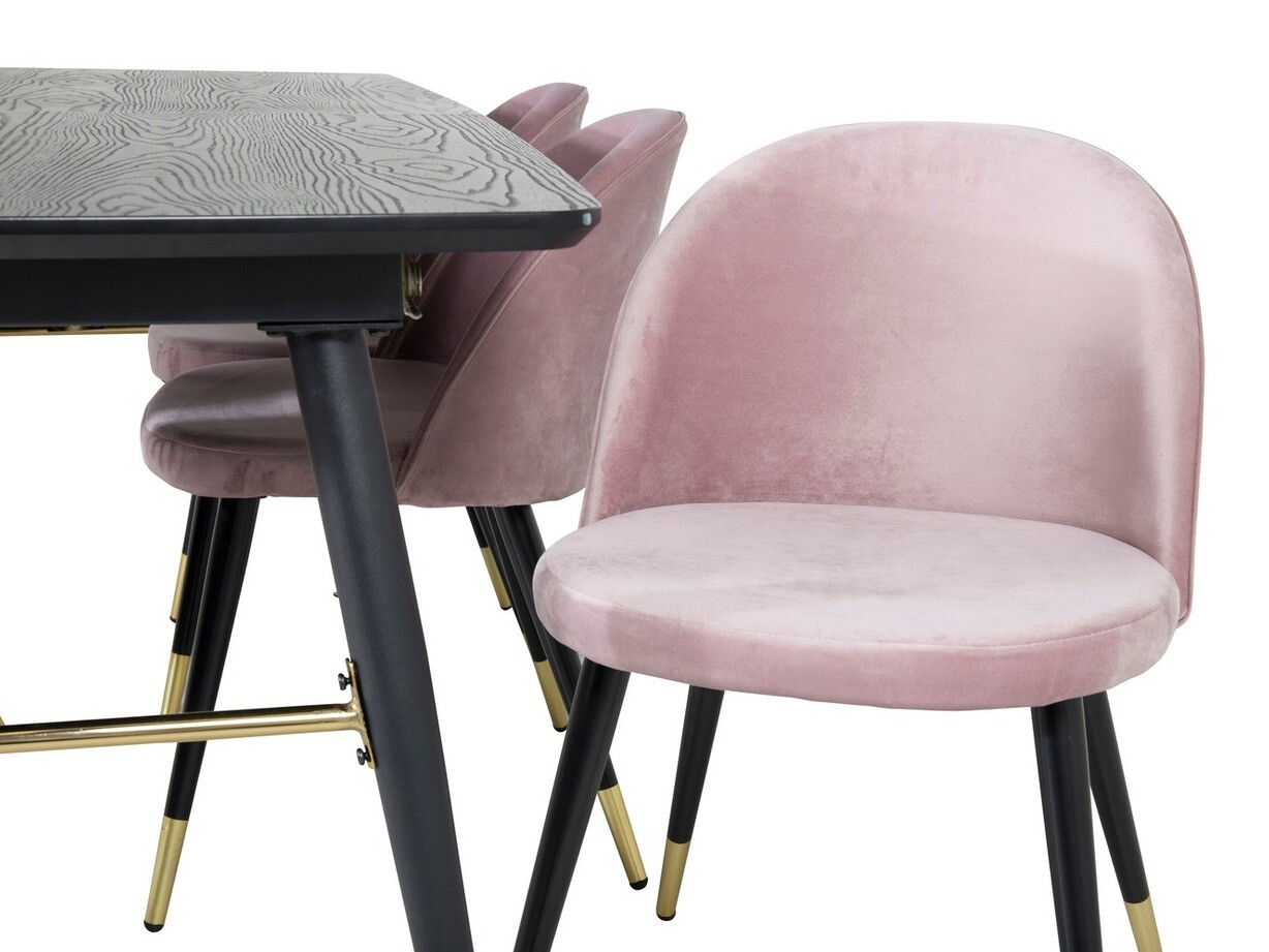 Salle à manger complète Dallas 1451 (Rose + Noir)
