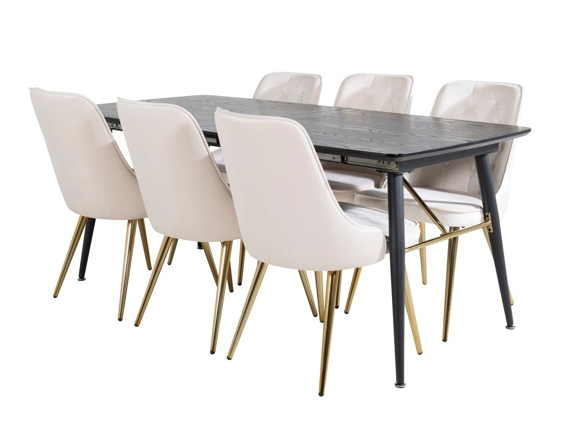 Salle à manger complète Dallas 1453 (Beige + doré)