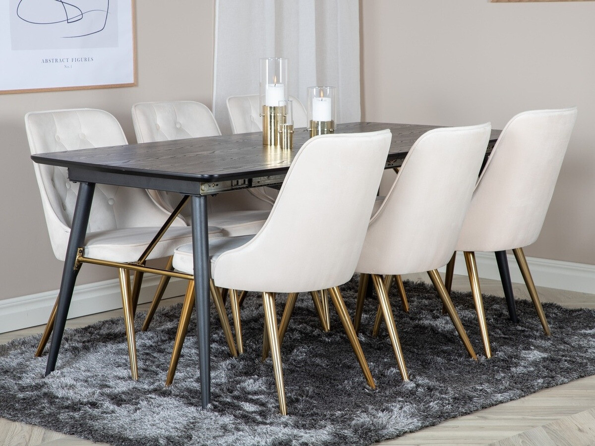 Salle à manger complète Dallas 1453 (Beige + doré)