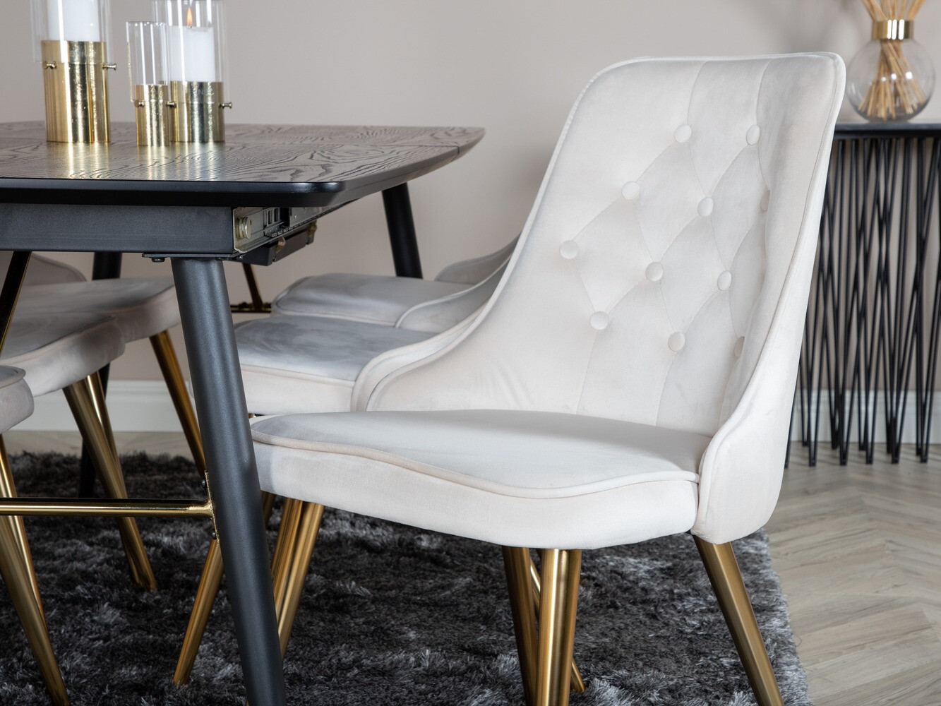 Salle à manger complète Dallas 1453 (Beige + doré)