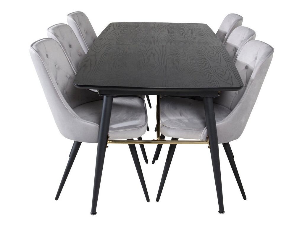 Salle à manger complète Dallas 1453 (Gris clair + Noir)