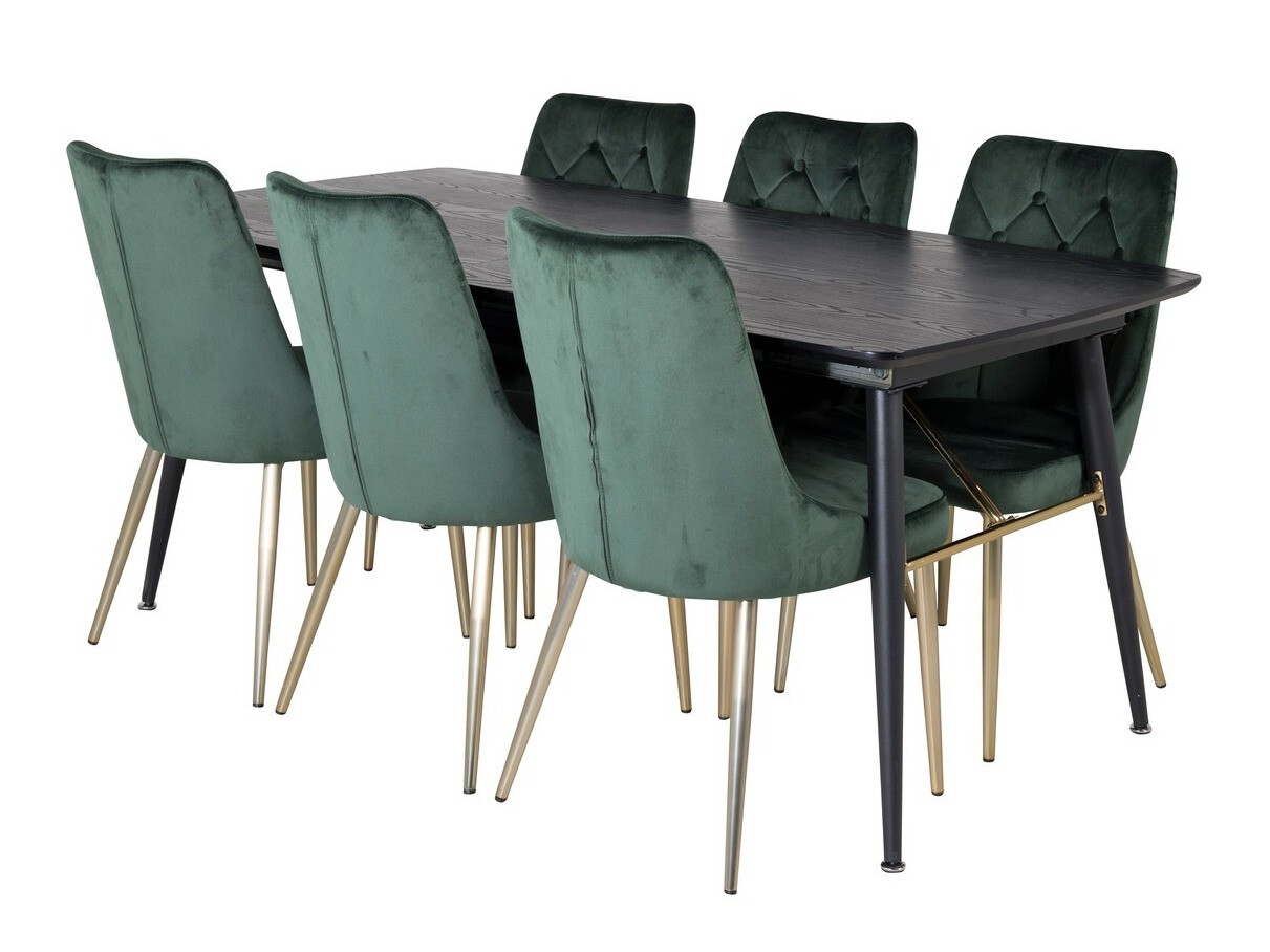 Salle à manger complète Dallas 1453 (Vert + doré)