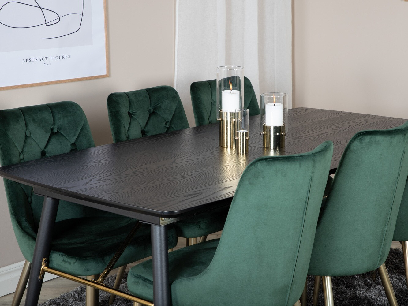 Salle à manger complète Dallas 1453 (Vert + doré)