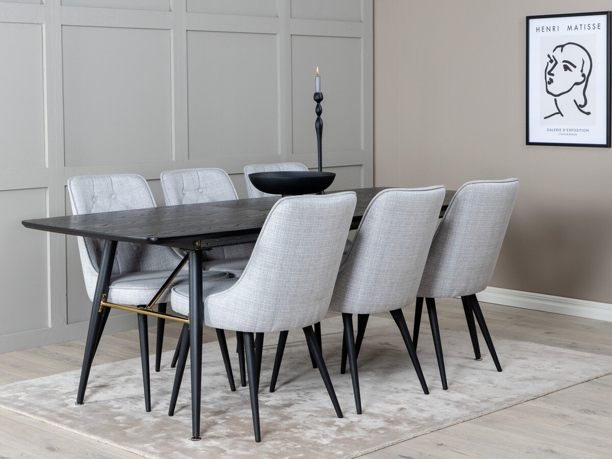 Salle à manger complète Dallas 1454 (Gris + Noir)