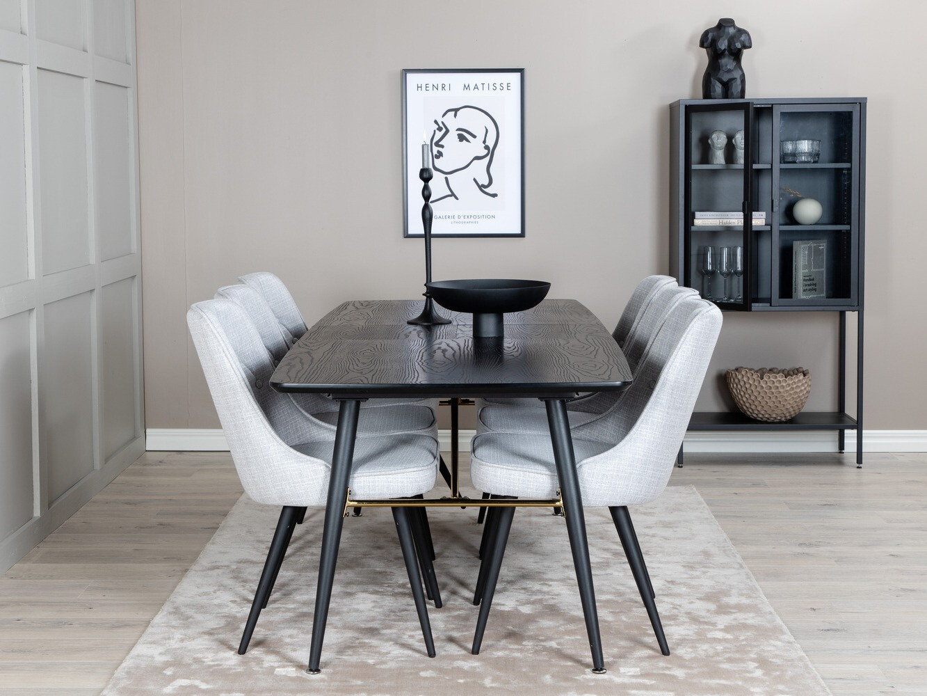 Salle à manger complète Dallas 1454 (Gris + Noir)
