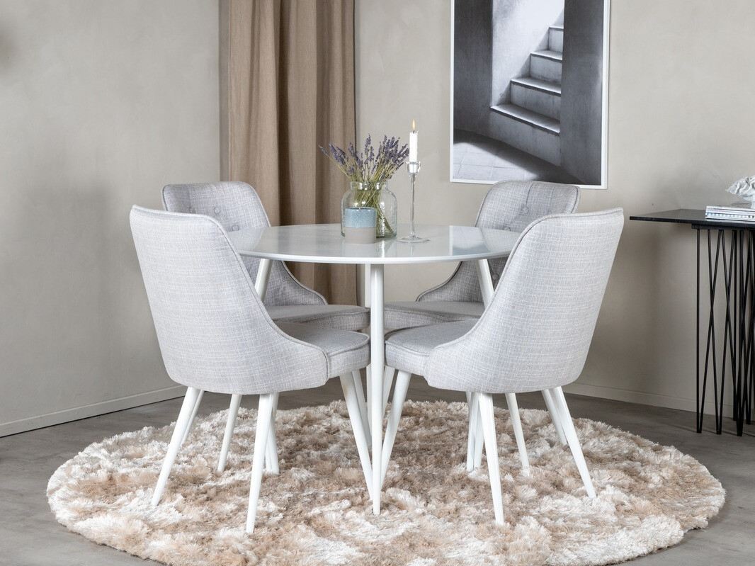 Salle à manger complète Dallas 1535 (Gris + Blanc)